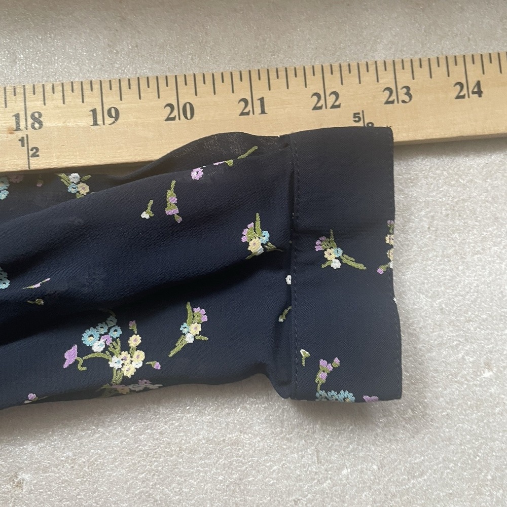 Laura Ashley Shirt Women S Black Floral Long Sleeve Whimsigoth Button Up Blouse - Picture 9 of 13